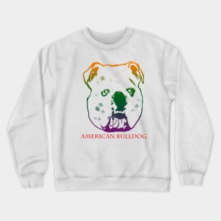 The american bulldog head is Violet, Green, Orange Crewneck Sweatshirt